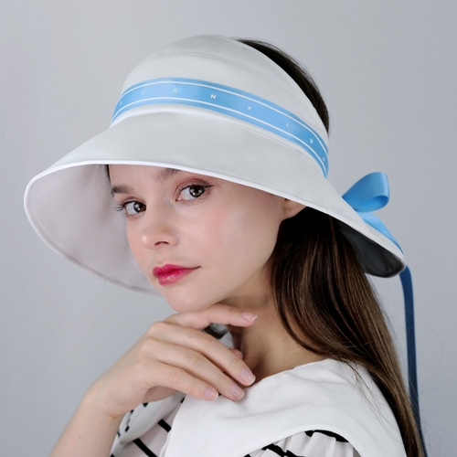 루페오 여성 오픈형 와이드 썬캡형 버킷햇 리본 골프 모자