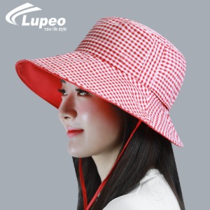 루페오 여성 투웨이 기능성 체크 와이어 메쉬벙거지 버킷햇 폴딩 골프 등산 필드 모자