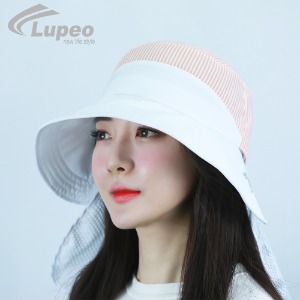 루페오 여성 기능성 뒷목가리개 벙거지 투웨이 스트라이프 골프 등산 버킷햇 모자